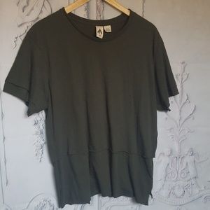 Feathers Green Layered Short Sleeve Shirt